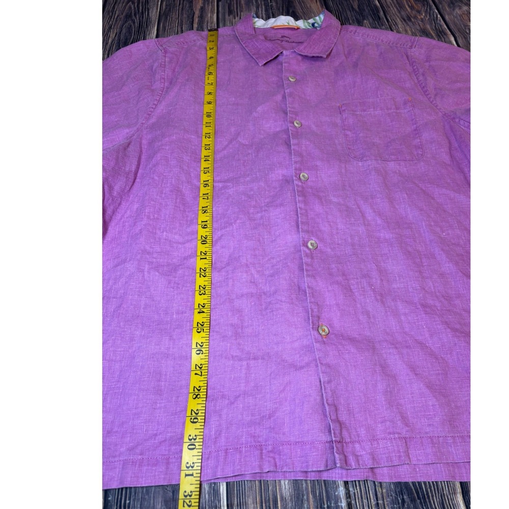 Tommy Bahama Shirt Mens XXL Purple 100% Linen Short Sleeve Button Down Camp - Picture 4 of 16